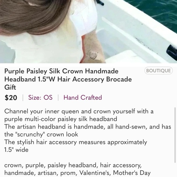 Lavender Bundle with Paisley Handmade Headband Resin Jewelry Necklace Earrings - Picture 5 of 6